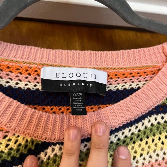 Eloquii Elements Striped Spring Knit Puff Sleeve Sweater Womens Sz 22/24 - Picture 3 of 5